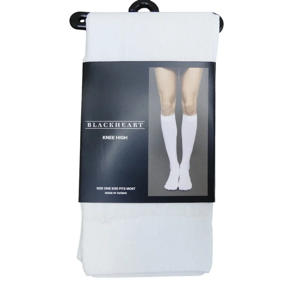 Blackheart Knee High Socks Womens OS White 100% Nylon Hot Topic KH White